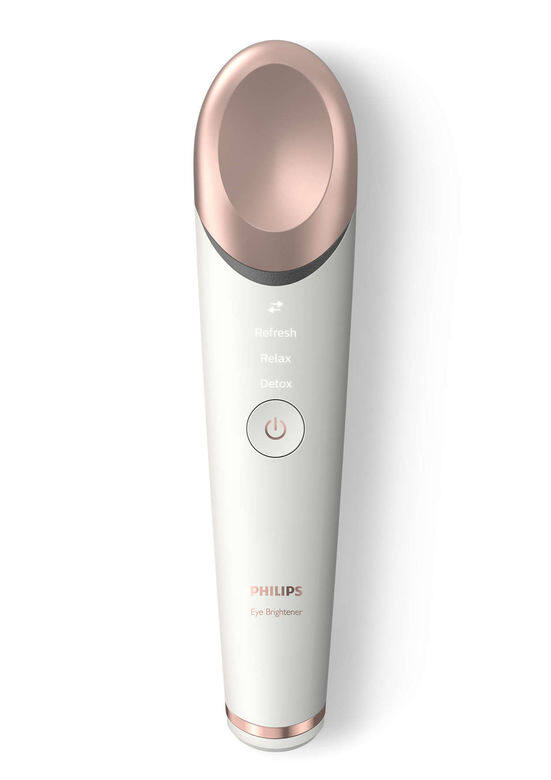 Philips 的Eye Brightener眼部明亮按摩儀,結合了冰涼消腫、溫熱舒緩和排毒緊緻三種模 Philips 的Eye Brightener眼部明亮按摩儀,結合了冰涼消腫、溫熱舒緩和排毒緊緻三種模