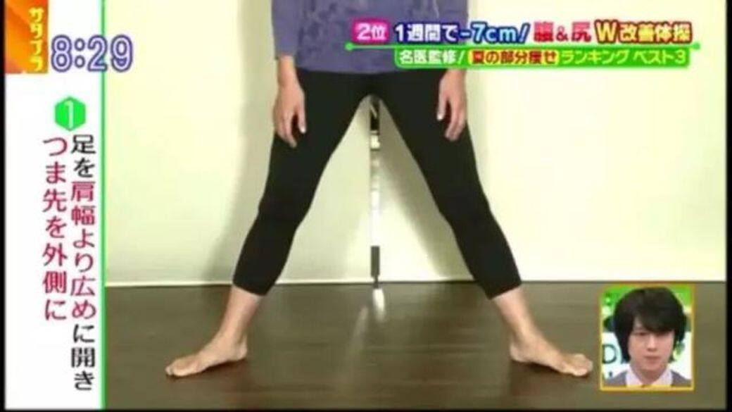 第二個動作 Down動作先將雙腳分開站,闊度比肩膀在再闊一點。腳尖朝外,膝 第二個動作 Down動作先將雙腳分開站,闊度比肩膀在再闊一點。腳尖朝外,膝