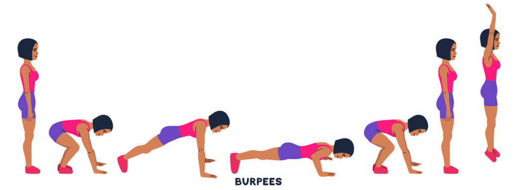 最基本的Burpee動作，多做可以讓心跳率加速，從而增加流向肌肉及肺部的血
