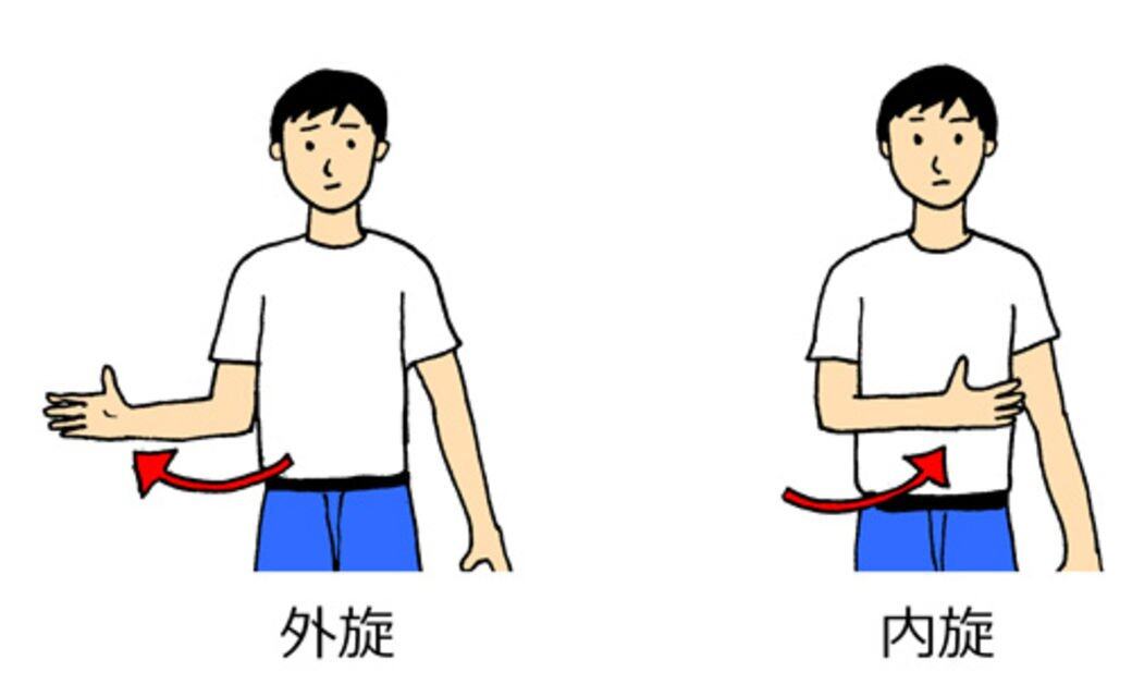 將手肘曲90度,上臂貼在身旁,然後水平位置打開前臂,做出肩外旋動作,維 將手肘曲90度,上臂貼在身旁,然後水平位置打開前臂,做出肩外旋動作,維