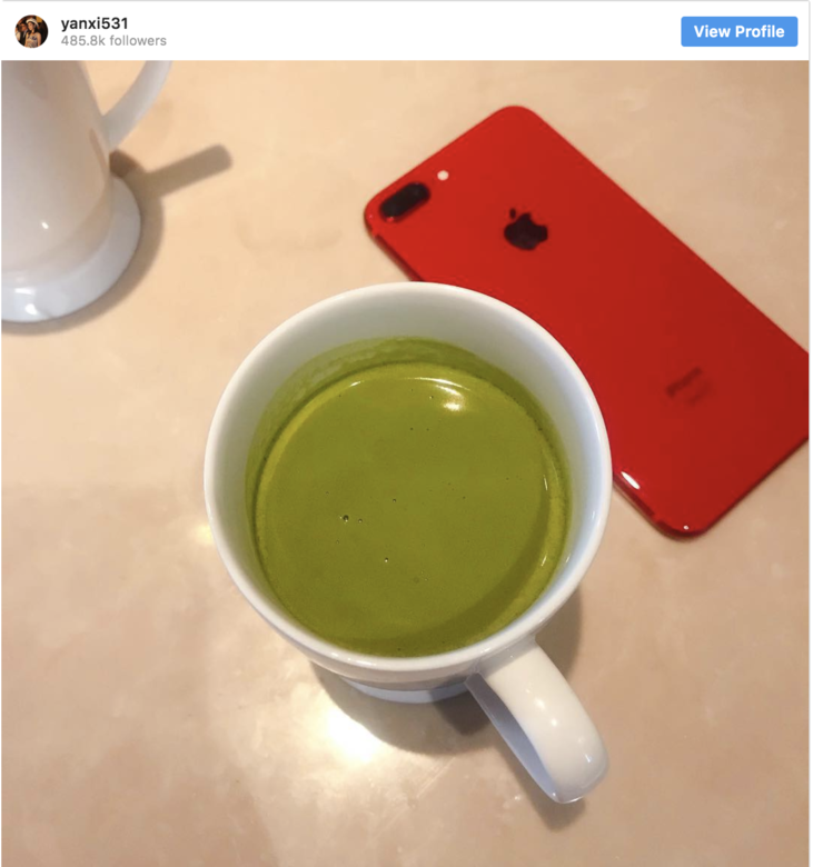 陳妍希的防彈抺茶是用椰子油加抹茶粉，改喝「防彈抹茶」。她大推早上空腹