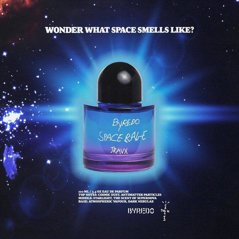 Byredo與美國Rapper歌手Travis Scott個人品牌Cactus Jack合作,推出Byredo香水名為"Travx Space rage",香氛的 Byredo與美國Rapper歌手Travis Scott個人品牌Cactus Jack合作,推出Byredo香水名為"Travx Space rage",香氛的