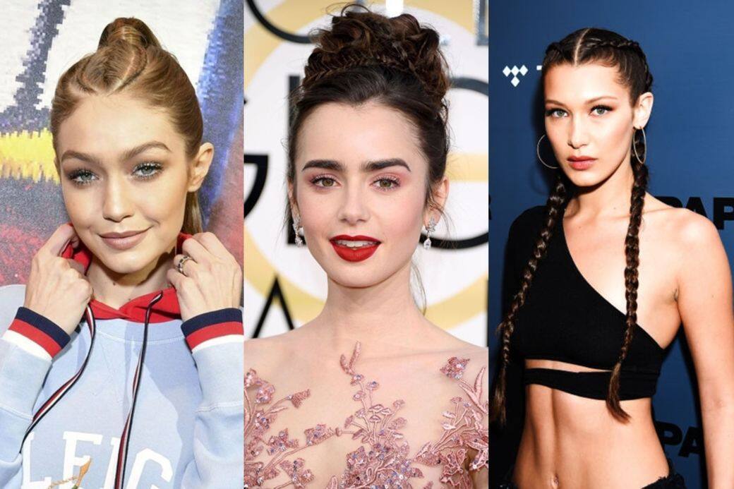 Gigi Hadid, Lily Collins, 女星, 頭髮, 髮型, 織髮, braids Gigi Hadid, Lily Collins, 女星, 頭髮, 髮型, 織髮, braids
