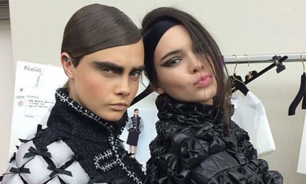 Cara Delevingne, Kendall Jenner, chanel, fw15, 化妝 Cara Delevingne, Kendall Jenner, chanel, fw15, 化妝
