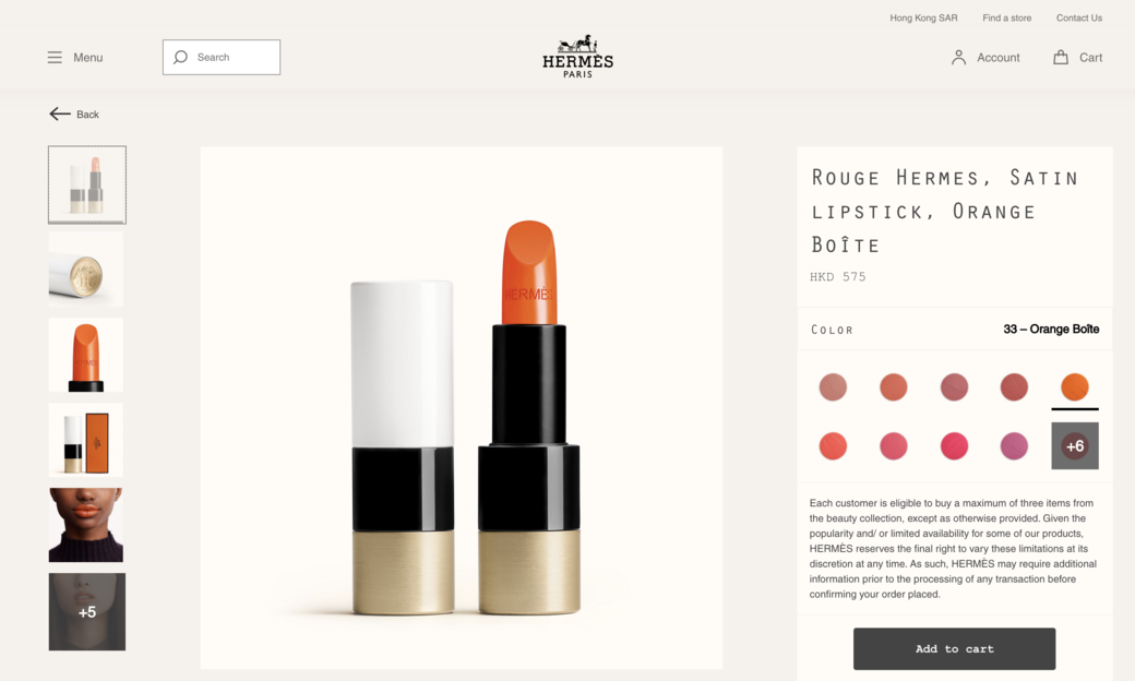 Hermès唇膏系列中的這支就是被稱為「限量版」主打的Rouge Hermes, Satin lipstick #Orange Boîte #33 orange Hermès唇膏系列中的這支就是被稱為「限量版」主打的Rouge Hermes, Satin lipstick #Orange Boîte #33 orange