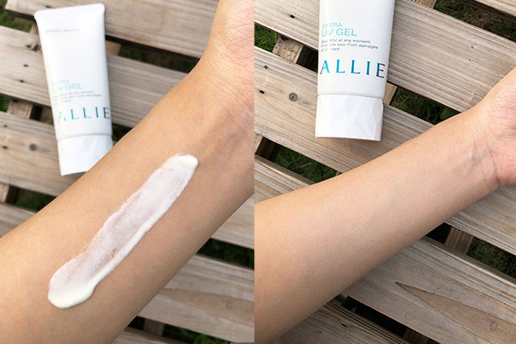 Allie Extra UV Gel SPF50+PA+++ HK$189/90g(五星為滿分)防曬度:★★★★★清爽度:★★★☆☆防水度:★★★☆☆易推度:★★★★☆具有 Allie Extra UV Gel SPF50+PA+++ HK$189/90g(五星為滿分)防曬度:★★★★★清爽度:★★★☆☆防水度:★★★☆☆易推度:★★★★☆具有