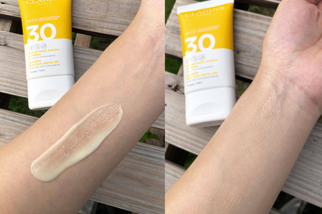 Clarins Invisible Sun Care Gel-to-Oil SPF30(五星為滿分)防曬度:★★★☆☆清爽度:★★☆☆☆防水度:★★★★★易推度:★★★★★提供SPF30 Clarins Invisible Sun Care Gel-to-Oil SPF30(五星為滿分)防曬度:★★★☆☆清爽度:★★☆☆☆防水度:★★★★★易推度:★★★★★提供SPF30
