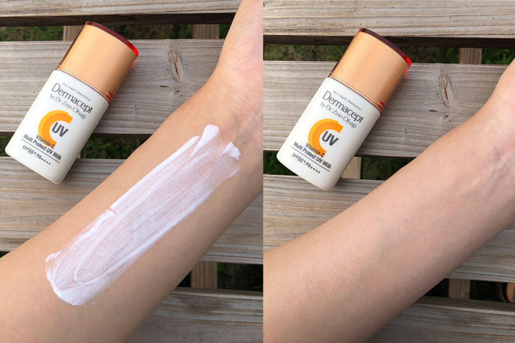 Dermacept Vitamin C Multi Protect UV Milk SPF50+PA++++(五星為滿分)防曬度:★★★★★清爽度:★★★★★防水度:★★★★★易推度:★★★★☆具四效 Dermacept Vitamin C Multi Protect UV Milk SPF50+PA++++(五星為滿分)防曬度:★★★★★清爽度:★★★★★防水度:★★★★★易推度:★★★★☆具四效