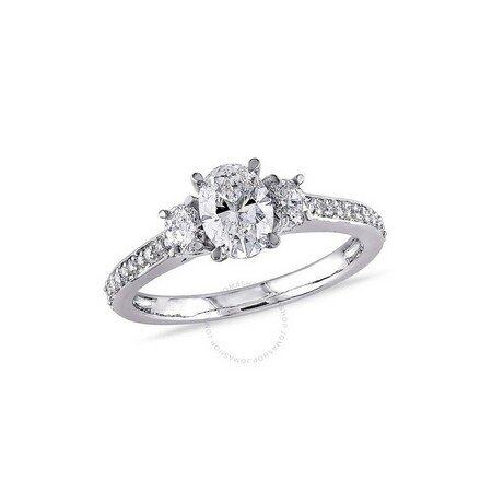 AMOUR 3-Stone Engagement Ring in 14K White Gold