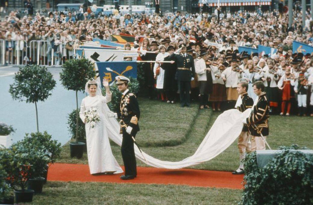 瑞典王后 Queen Silvia在1976年與卡爾十六世·古斯塔夫﻿結婚時，沒有選擇花巧的款