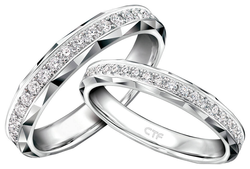 鑽石鉑金對戒 ($17,100男裝 $8,500女裝 Chow Tai Fook) 鑽石鉑金對戒 ($17,100男裝 $8,500女裝 Chow Tai Fook)