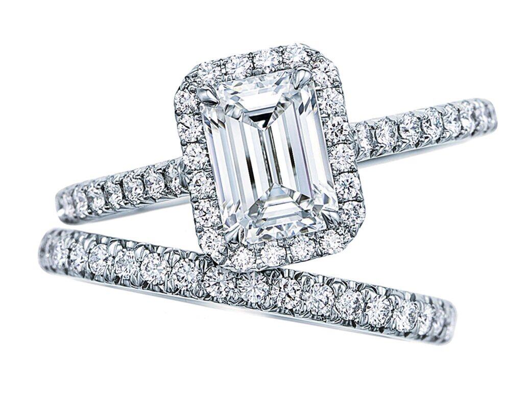 祖母綠形鑽石鉑金指環及鑽石鉑金指環 (Tiffany & Co.)
