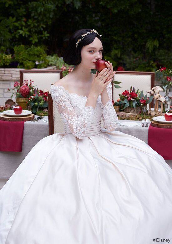 白雪公主Snow White以白雪公主為題的雪白婚紗，使用透膚蕾絲搭配綢緞澎裙