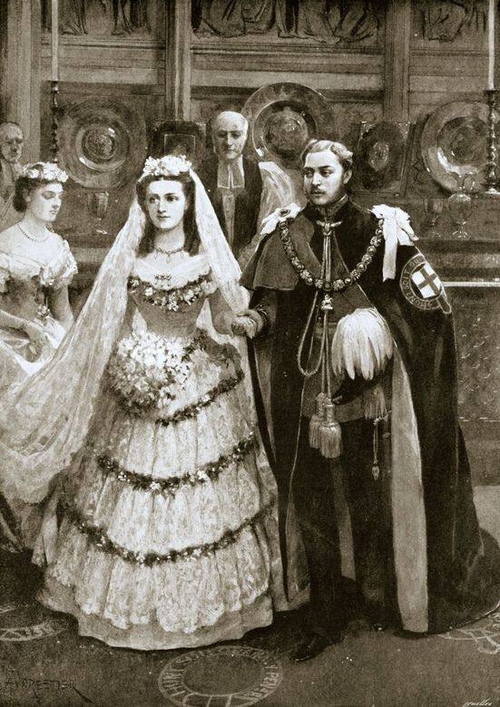 在威爾斯親王愛德華七世King Edward VII與丹麥亞歷山德拉公主Princess Alexandra of Denmark於1863 在威爾斯親王愛德華七世King Edward VII與丹麥亞歷山德拉公主Princess Alexandra of Denmark於1863