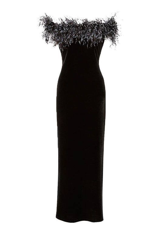 Gina Bacconi 絲絨羽毛裙- £250（約2,500港幣）