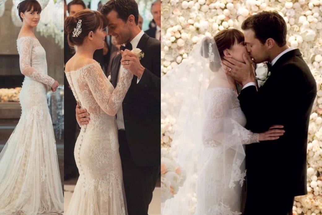 格雷, 婚紗, 品牌, Fifty Shades Freed, Dakota Johnson, 結婚, Mrs Grey, 婚禮, Monique Lhuillier 格雷, 婚紗, 品牌, Fifty Shades Freed, Dakota Johnson, 結婚, Mrs Grey, 婚禮, Monique Lhuillier