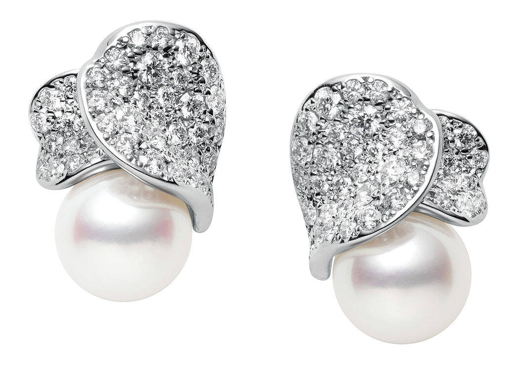 Mikimoto 鑲鑽石及珍珠耳環