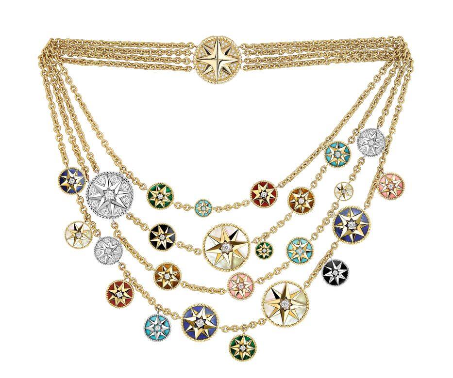 Dior Joaillerie 鑽石、寶石18K白金及黃金項鏈