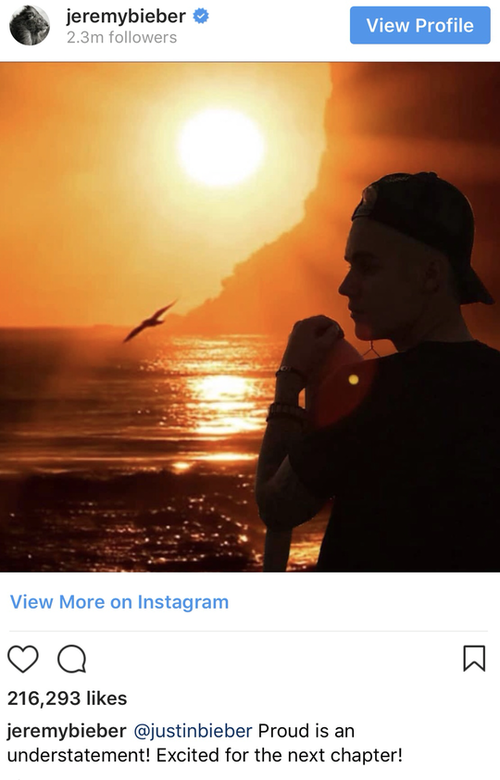 Justin的爸爸Jeremy於訂婚的消息傳出後 Justin的爸爸Jeremy於訂婚的消息傳出後