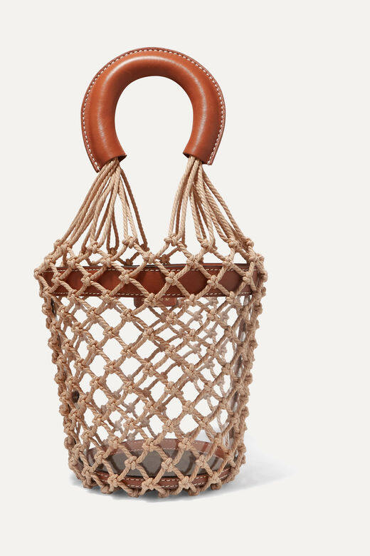 一見難忘：Staud漁網水桶袋（約$2,925）這個水桶袋用皮革包裹手挽及袋邊，再在