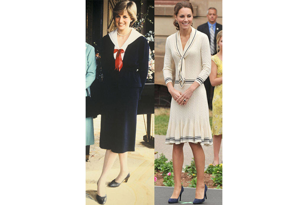 戴安娜王妃：1980年在白金漢宮的戴安娜王妃。凱特王妃：2011年7月凱特王妃