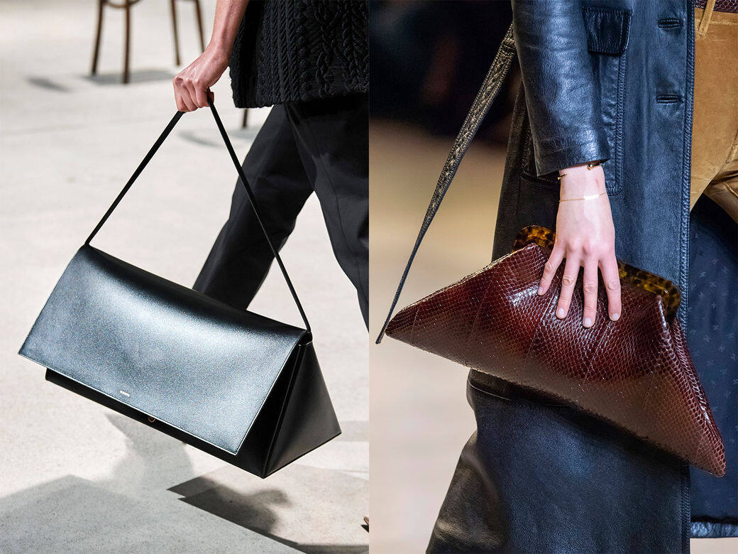 走現代簡約風格Jil Sander（左）和Celine（右）也率先推出創意形狀的手袋，與品牌講求