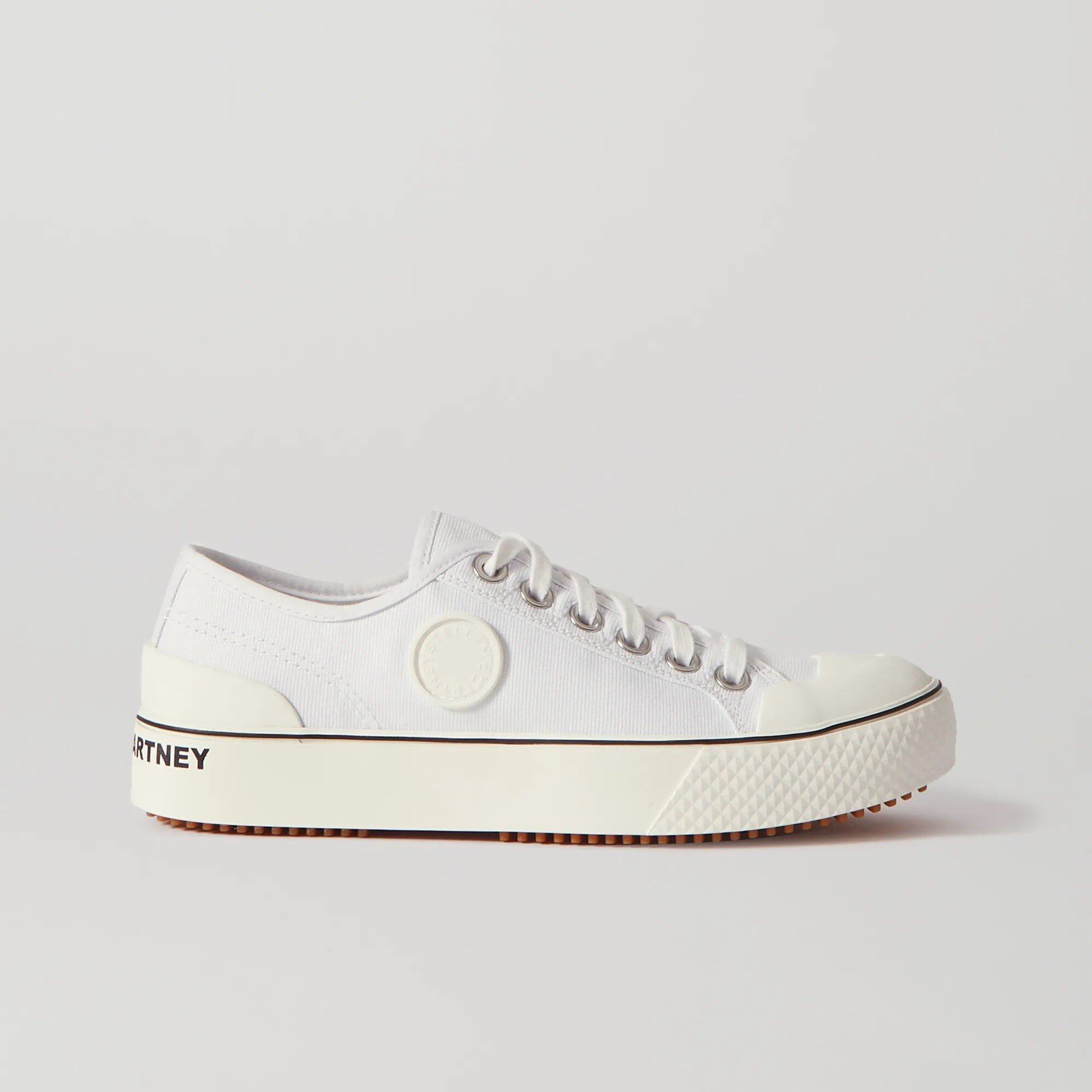 STELLA MCCARTNEY Logo- appliquéd organic cotton-canvas sneakers STELLA MCCARTNEY Logo- appliquéd organic cotton-canvas sneakers