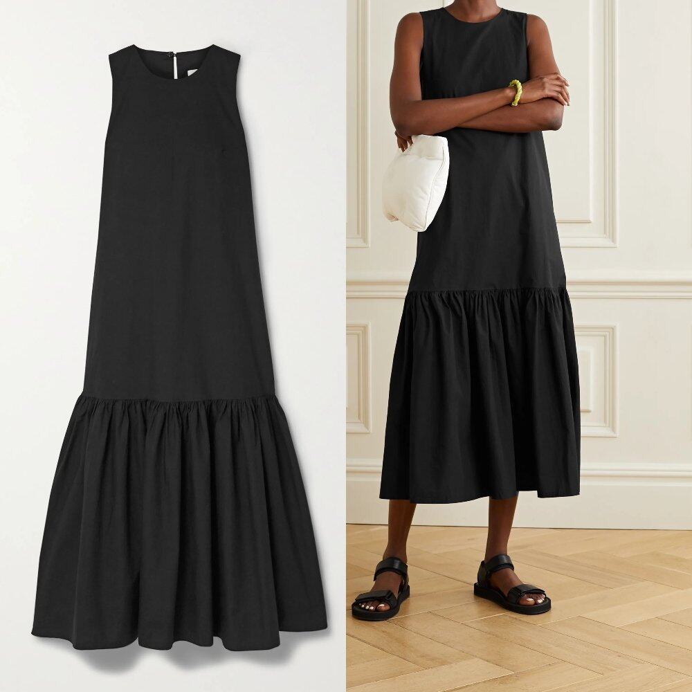 FRANKIE SHOP Loulou tiered cotton-poplin midi dress FRANKIE SHOP Loulou tiered cotton-poplin midi dress