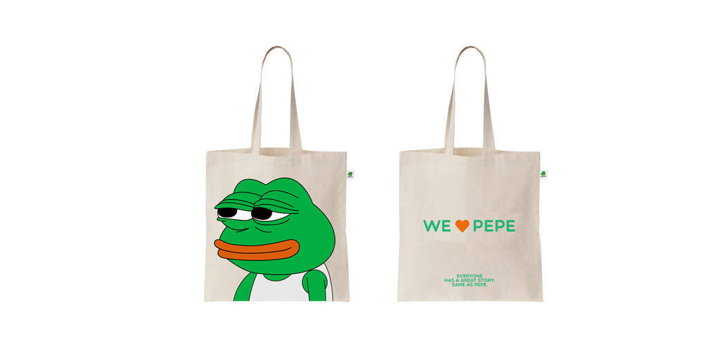 Pepe帆布手挽袋袋面印有穿著白色背心的古惑Pepe,搞怪的個性是粉絲們的 Pepe帆布手挽袋袋面印有穿著白色背心的古惑Pepe,搞怪的個性是粉絲們的