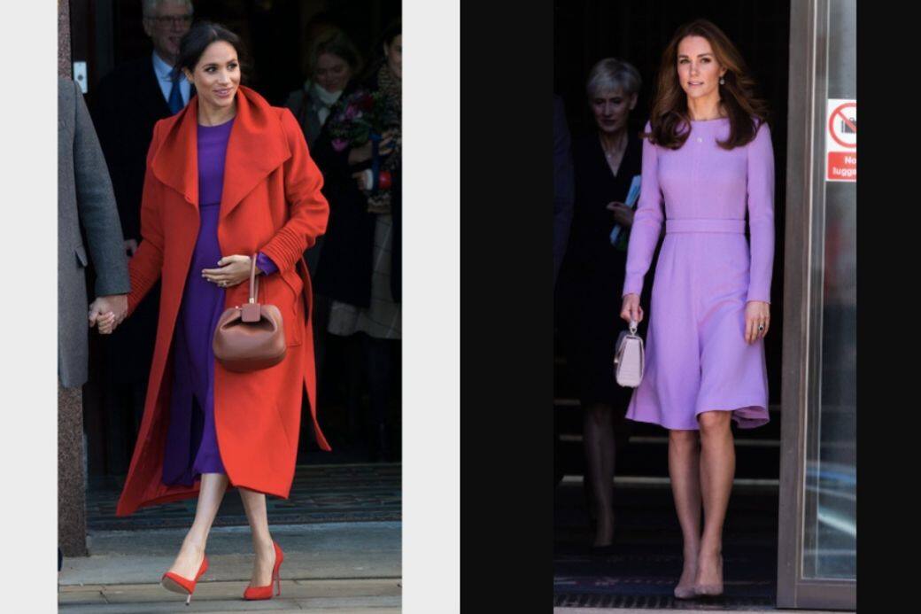 即使是英國的兩位王妃也示範上優雅大氣的純色連身裙。大面積的顏色
