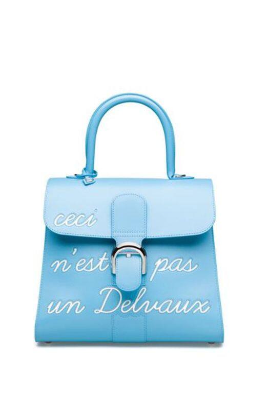 Magritte系列天堂藍L'Humour中型牛皮手袋