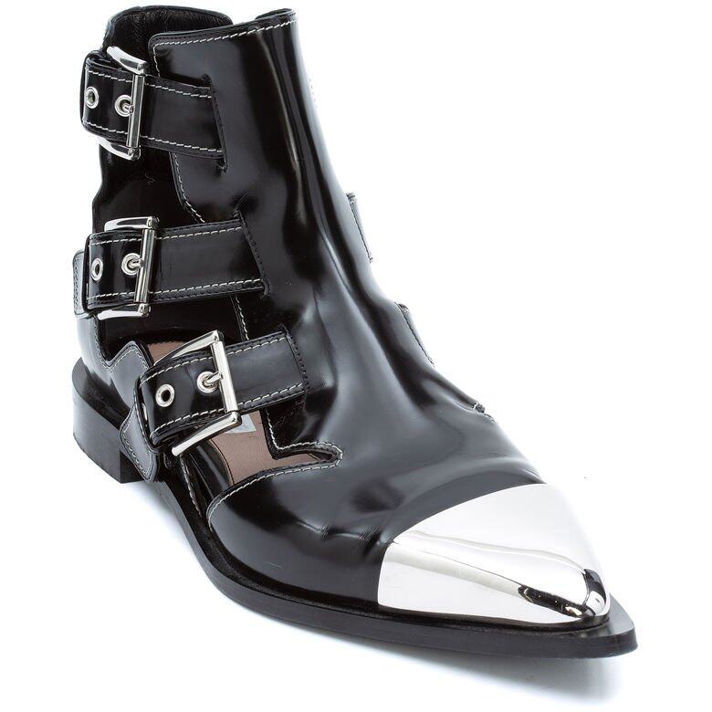 金屬飾皮革短靴(Alexander McQueen) 金屬飾皮革短靴(Alexander McQueen)