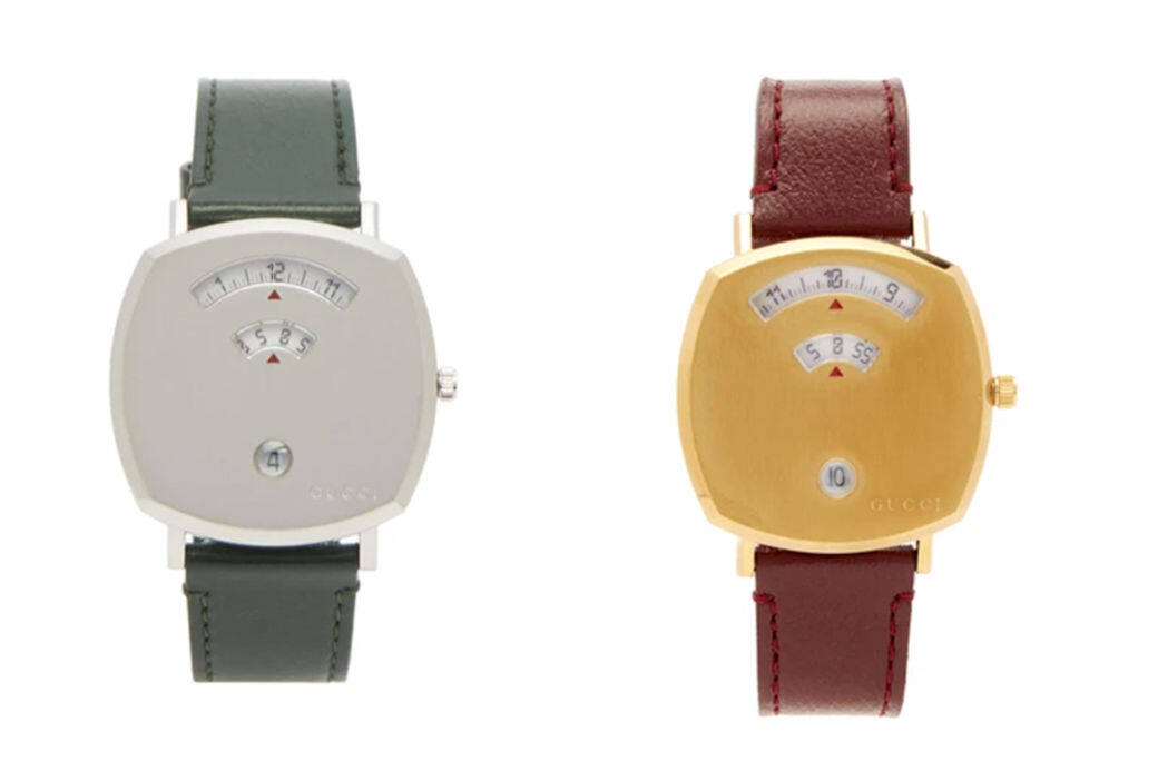 Gucci Grip手錶的靈感來自於滑板運動，它由中非滑面的不銹鋼和皮革在瑞士