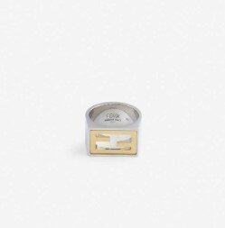 FENDI FF-embossed palladium-plated brass ring FENDI FF-embossed palladium-plated brass ring