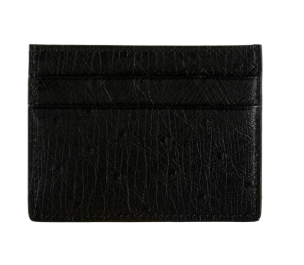 ERMETE Made By SILVANO BIAGINI Ostrich Leather Black Card Holder ERMETE Made By SILVANO BIAGINI Ostrich Leather Black Card Holder