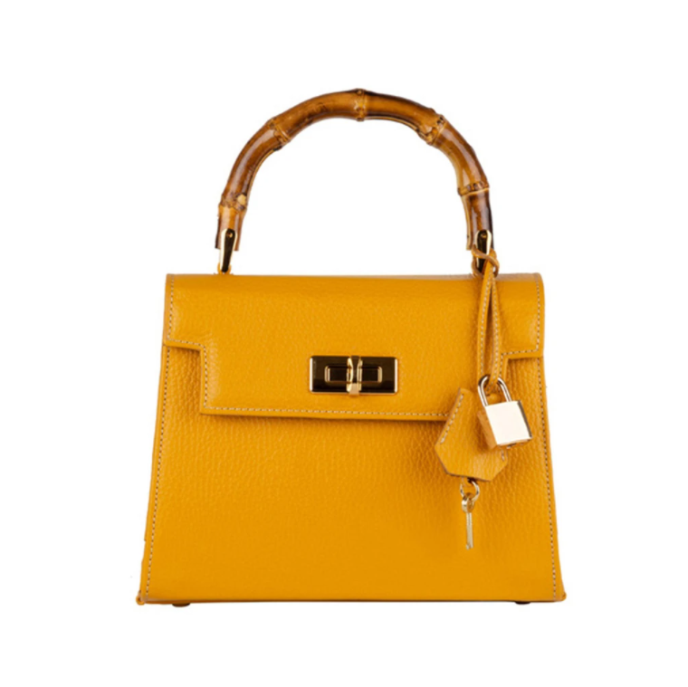 SARA Made By PELLETTERIA VIVIANI Calfskin Leather Amber Top Handle Bag