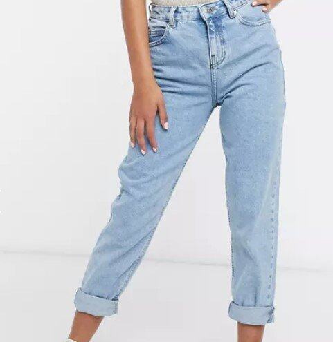 ASOS DESIGN Petite high rise 'original' mom jeans in lightwash ASOS DESIGN Petite high rise 'original' mom jeans in lightwash
