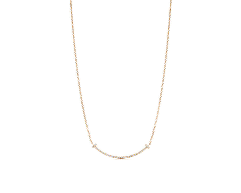 Tiffany T Smile 鑲鑽石18K黃金項鏈 $17,200