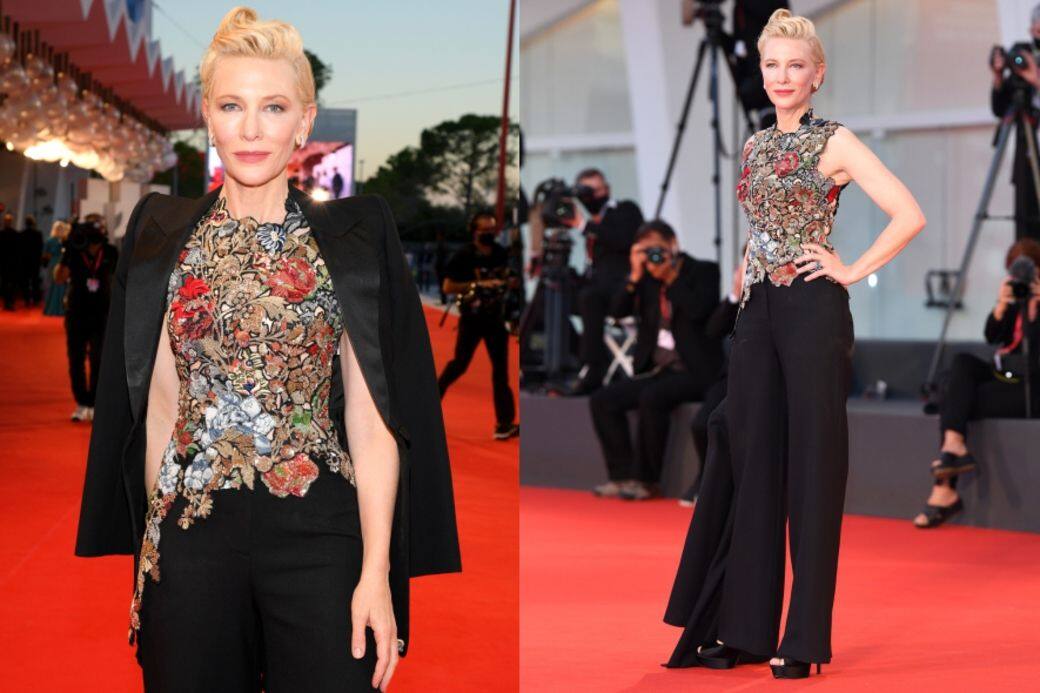 不只Esteban Cortazar晚裝，今次Cate Blanchett更把她於2016年BAFTA頒獎禮穿過的Alexander McQueen晚裝升級改