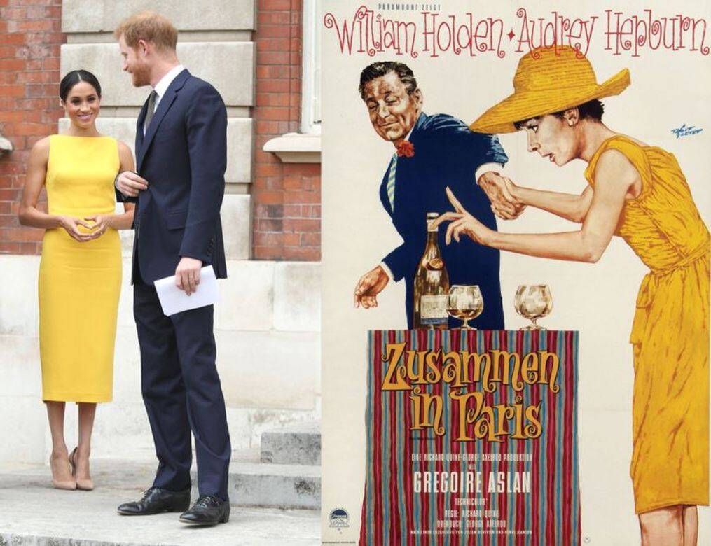 黃色鉛筆裙公爵夫人七月頭穿上一條鮮黃的Brandon Maxwell裙，就像Hepburn在Zusamenn裡穿上