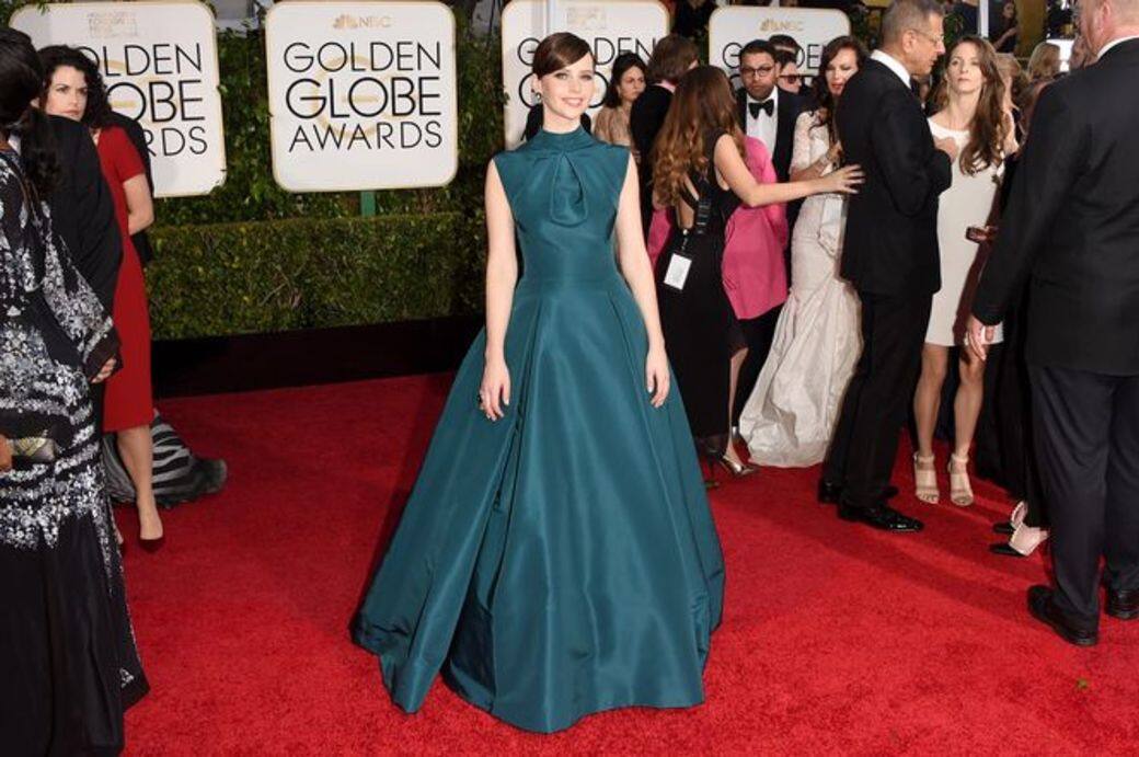 Felicity Jones , Christian Dior, Golden Globes , 紅地毯,Red Carpet , 金球獎 , 時裝 , Fashion , 晚裝 Felicity Jones , Christian Dior, Golden Globes , 紅地毯,Red Carpet , 金球獎 , 時裝 , Fashion , 晚裝