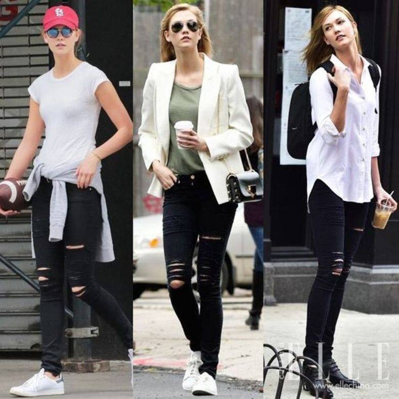 擁有一雙長腿的Karlie Kloss近來也多次穿些Frame的這條黑色破洞Leggings出外。 擁有一雙長腿的Karlie Kloss近來也多次穿些Frame的這條黑色破洞Leggings出外。