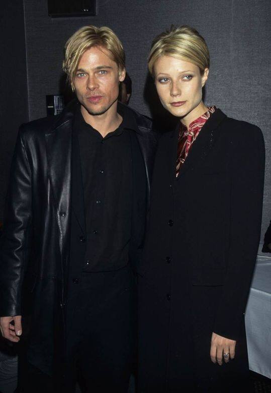 Gwyneth Paltrow與Brad Pitt的黑色西裝褸穿搭。 Gwyneth Paltrow與Brad Pitt的黑色西裝褸穿搭。