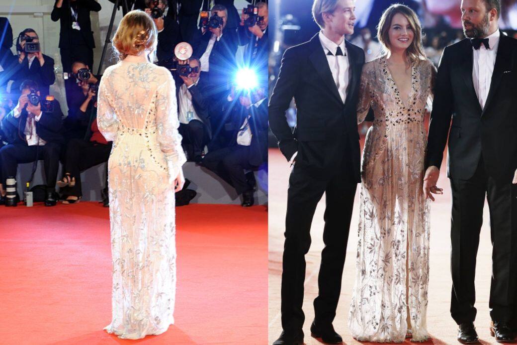 Emma Stone身穿 Louis Vuitton 釘珠薄紗晚裝亮相第 75 屆威尼斯影展紅地毯,白滑長腿和 Emma Stone身穿 Louis Vuitton 釘珠薄紗晚裝亮相第 75 屆威尼斯影展紅地毯,白滑長腿和