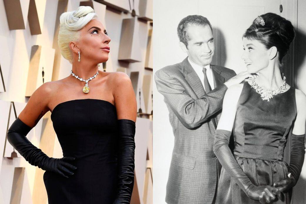 其中最有故事的莫過於就是Lay Gaga身上這128.54卡的Tiffany & Co.黃鑽頸鏈，當初就