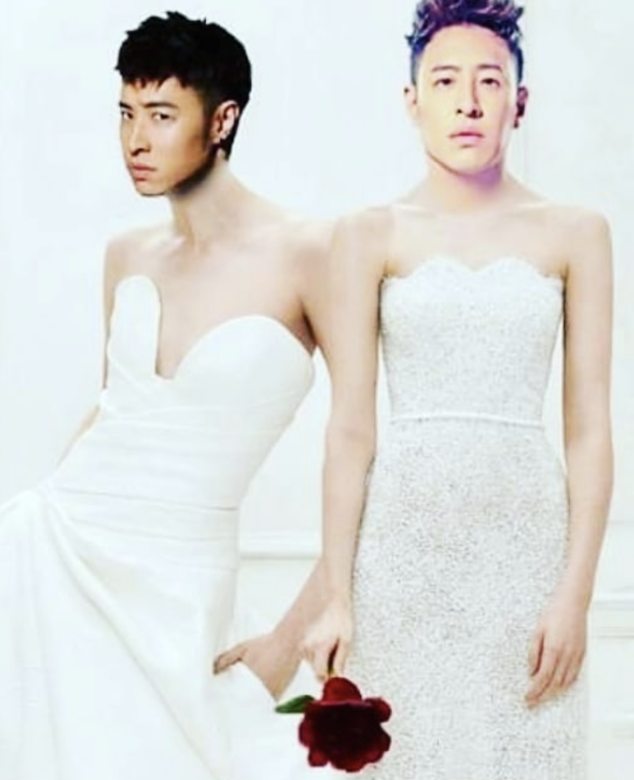 好友潘瑋柏曾揚言要當Rainie的伴娘，網民為他用電腦P圖「設計」伴娘裙子！