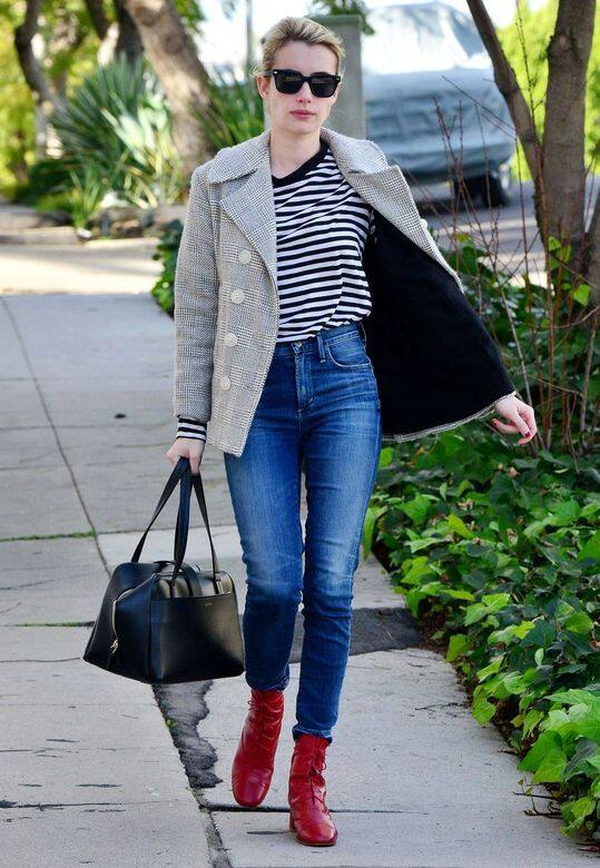 Emma Roberts身高：157cm如果偏愛率性俐落風格，艾瑪羅伯茲示範以挺版西裝外套