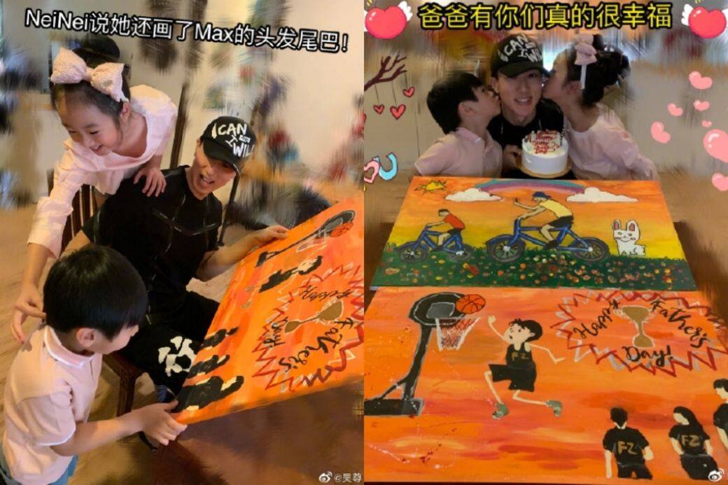 剛過去的父親節,Nei Nei和弟弟Max都各畫了一幅畫送給爸爸吳尊。他們畫的 剛過去的父親節,Nei Nei和弟弟Max都各畫了一幅畫送給爸爸吳尊。他們畫的