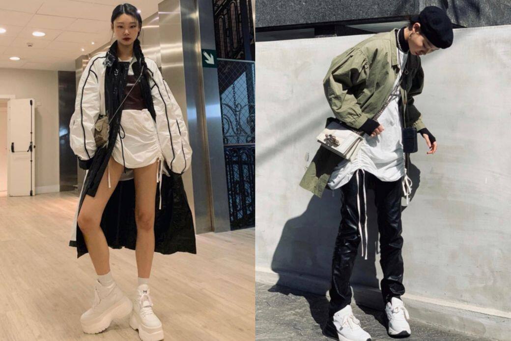 YoonYoung Bae大愛層次穿搭,同一條白色索繩連身裙,套進束衣,外披加大碼風褸,就 YoonYoung Bae大愛層次穿搭,同一條白色索繩連身裙,套進束衣,外披加大碼風褸,就