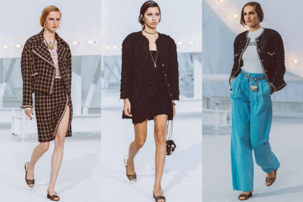 Chanel SS21系列的外套剪裁都偏重強調膊頭的設計,營造極具氣場的女強人 Chanel SS21系列的外套剪裁都偏重強調膊頭的設計,營造極具氣場的女強人